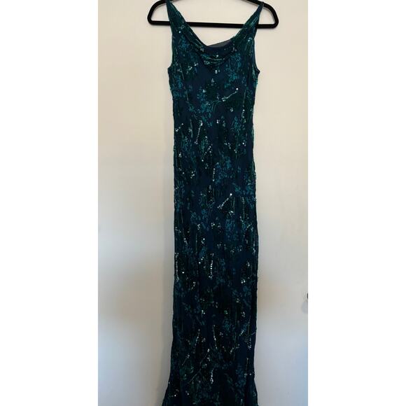 Vintage Y2K Burnout Velvet Beaded Maxi Dress Gown Open Back Womens Sz 10 Fairy - Picture 1 of 7